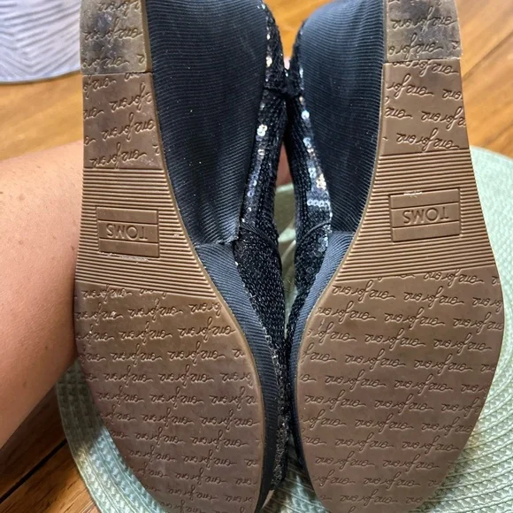 Toms Black Sequin Wedges - Picture 10 of 10